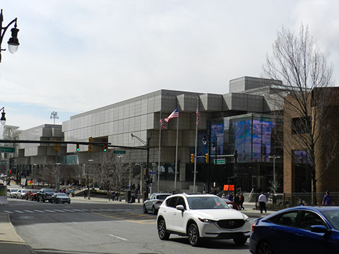 An outside view of Cobo Center where the competitions were held for the first time this year.
