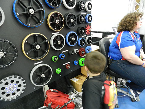 Andymark also had a large display of different wheels available in their stock.
