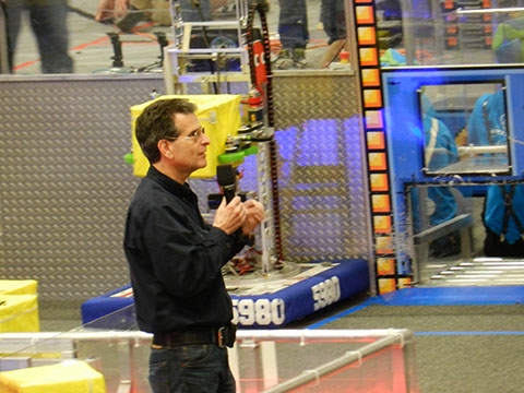 The founder of first Dean Kamen came and gave the teams words of encouragement.