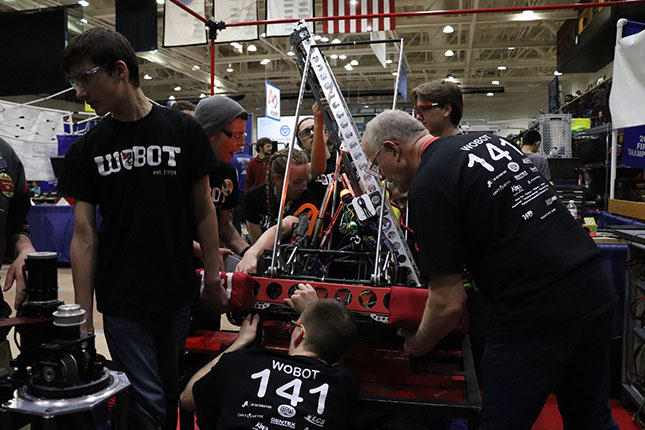 The build team worked super fast with repairs and checks before finals started.